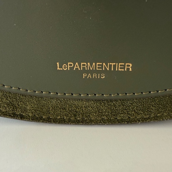 LePARMENTIER Paris Yucca Suede and Leather Shoulder Bag in Military Green - Picture 4 of 14